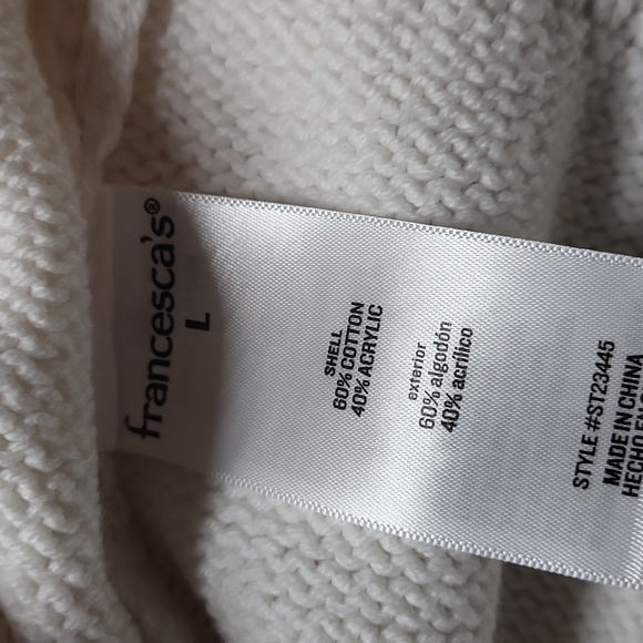 NWT, Francesca's CHOCOLATE MARTINI Cream Cardigan with Pink Bows, SIZE L - Picture 7 of 8